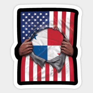 Panama Flag American Flag Ripped - Gift for Panamanian From Panama Sticker